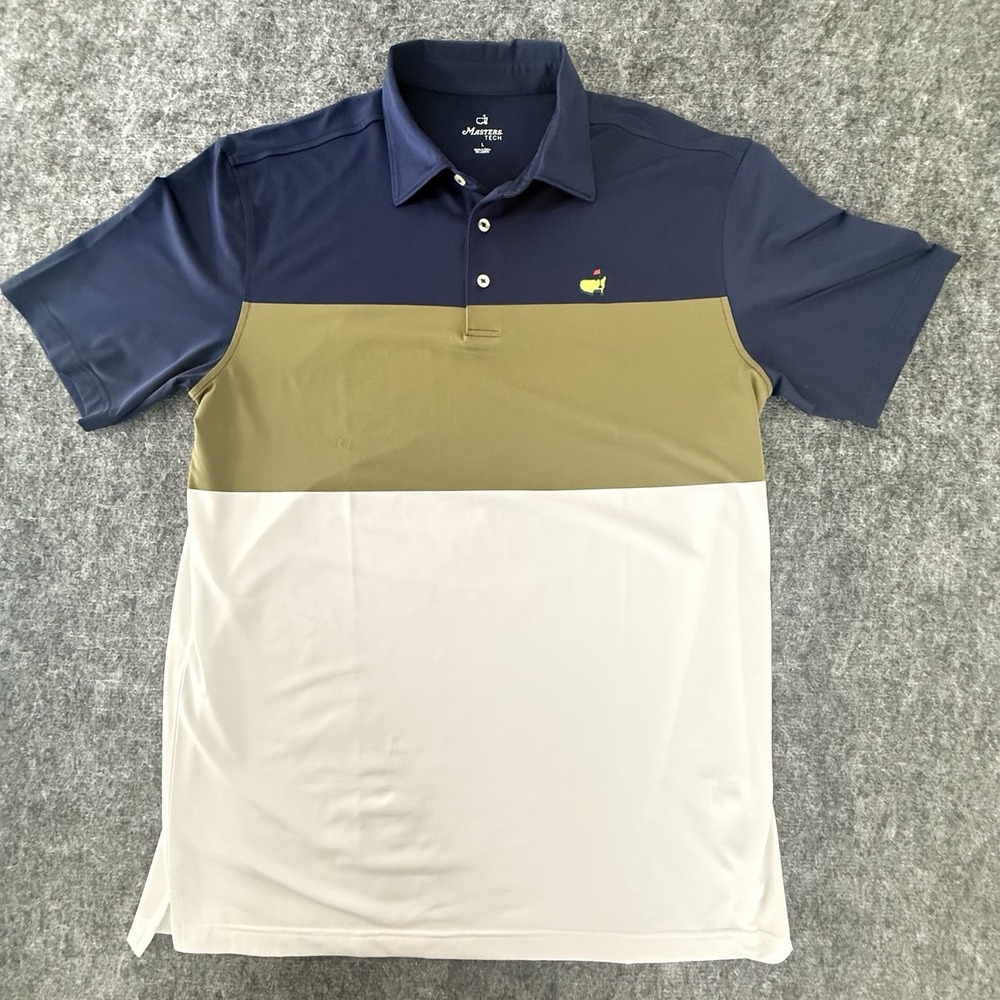 Masters Tech Polo Shirt Mens Large Augusta Golf Colorblock Performance NWOT